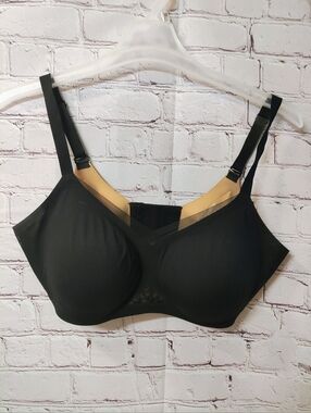 Honeylove 1X Lace Inset Lace Crossover Wireless Black Bra